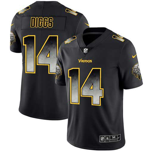 Men Minnesota Vikings 14 Diggs Nike Teams Black Smoke Fashion Limited NFL Jerseys